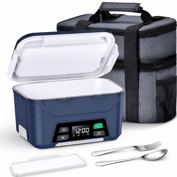 Blue Theme Portable Lunch Bag for Adults with Smart Scheduled Heating, 1.3L Cordless Electric Food Warmer, 1 Piece