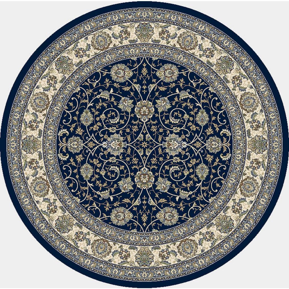 Dynamic Rugs Ancient Garden Navy 8 ft. Round Area Rug ANR8571203464