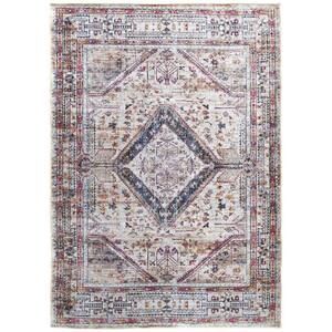 8 X 10 Red and Ivory Abstract Area Rug