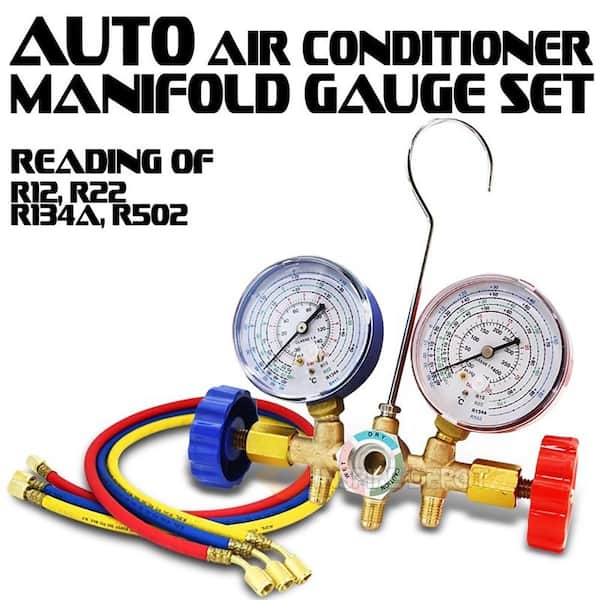R1234YF HVAC Air Conditioning Aluminum Manifold Gauge Set W/ 3