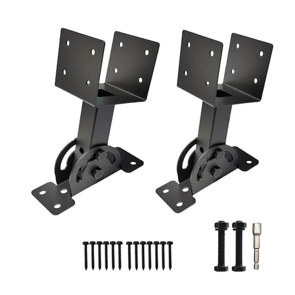 2 Pcs Heavy Duty Roof Riser Brackets Kit, 4x4 Adjustable Height Angle Pergola Brackets for Gazebos, Carports, Black
