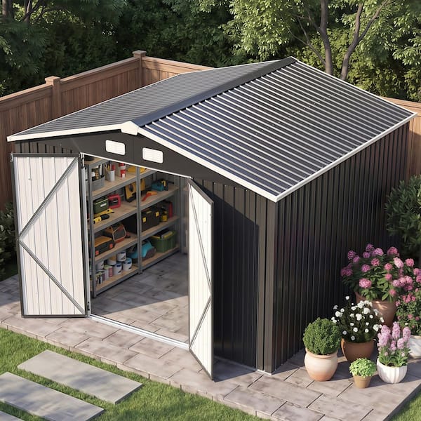 Reviews for Sizzim 10 ft. W x 7.4 ft. D Black Metal Shed with