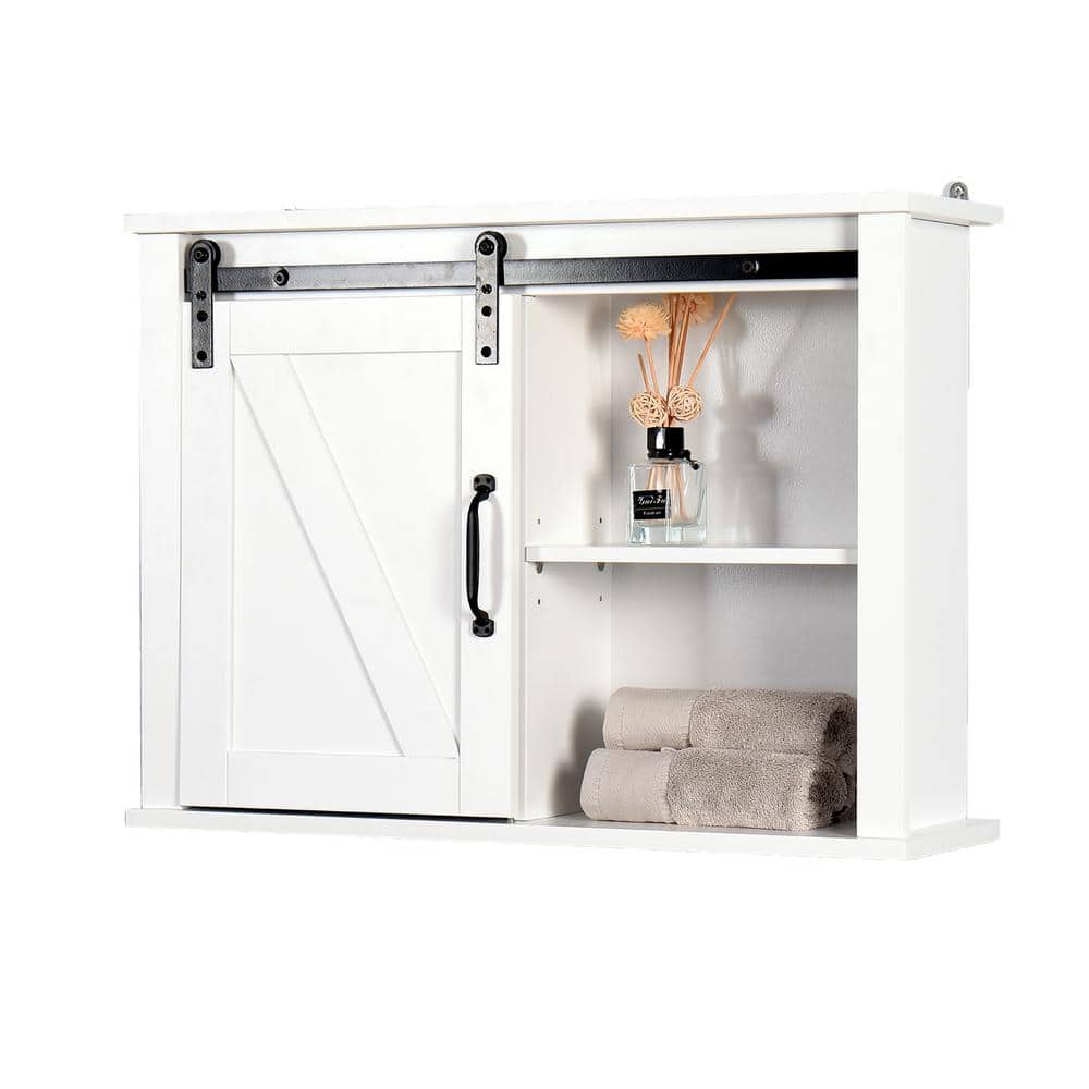 Hooseng Gypsus 27.2 in. W x 7.8 in. D x 19.7 in. H White MDF Wall Mount Bathroom Storage Wall Cabinet in White KIMW409356231 - The Home Depot