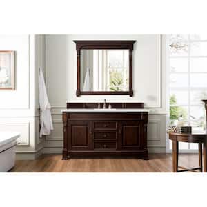 Brookfield 60 in. W x 23.5 in. D x 34.3 in. H Bath Vanity in Burnished Mahogany with Eternal Serena Quartz Top