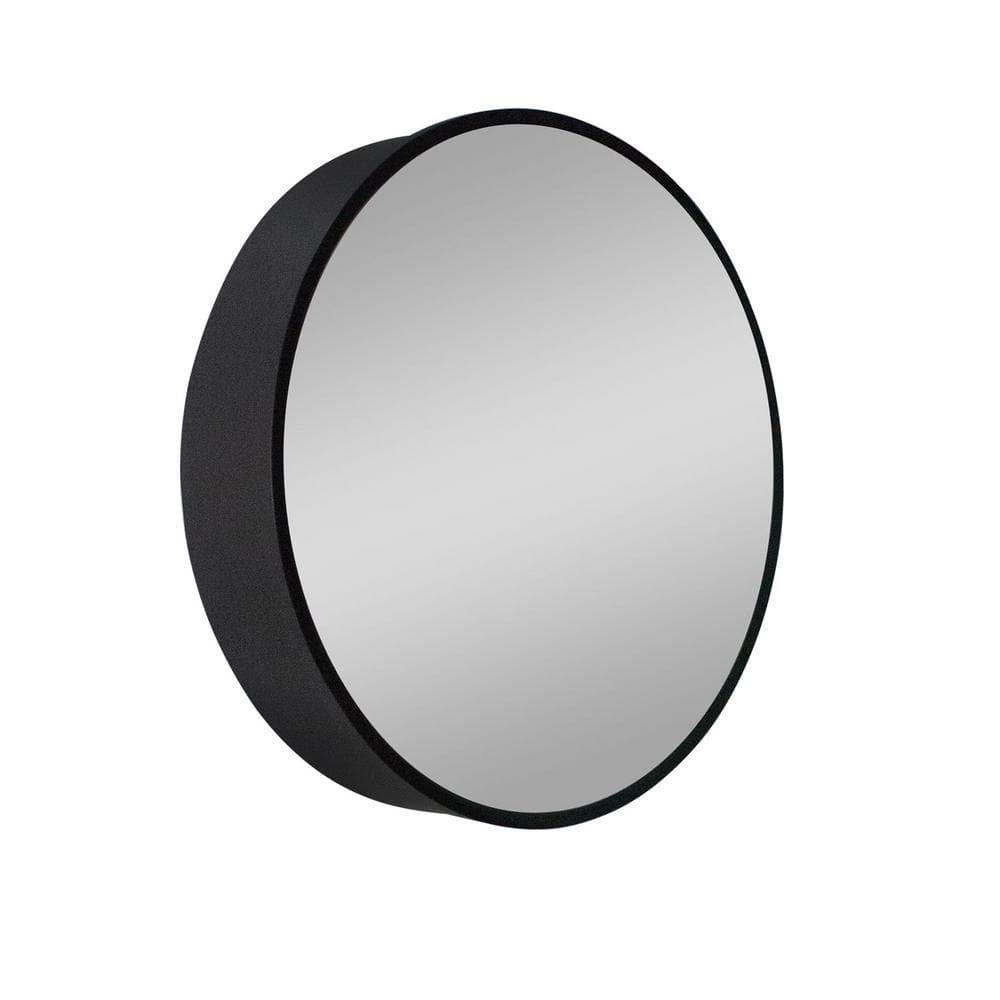 24 in. W x 24 in. H Round Black Metal Framed Wall mount Medicine Cabinet wi