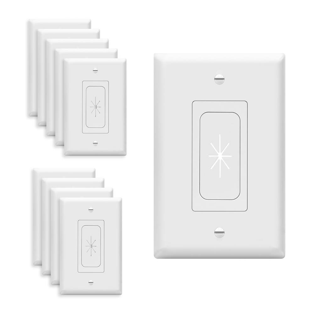 1-Gang Midsize Decorator Rocker Rubber Pass Through Plastic Wall Plate with Mounting Brackets, White (10-Pack) price history on PriceWatchPro