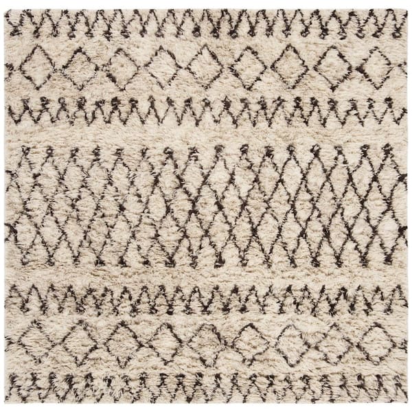 SAFAVIEH Casablanca Ivory/Dark Brown 6 ft. x 6 ft. Square Geometric Area Rug