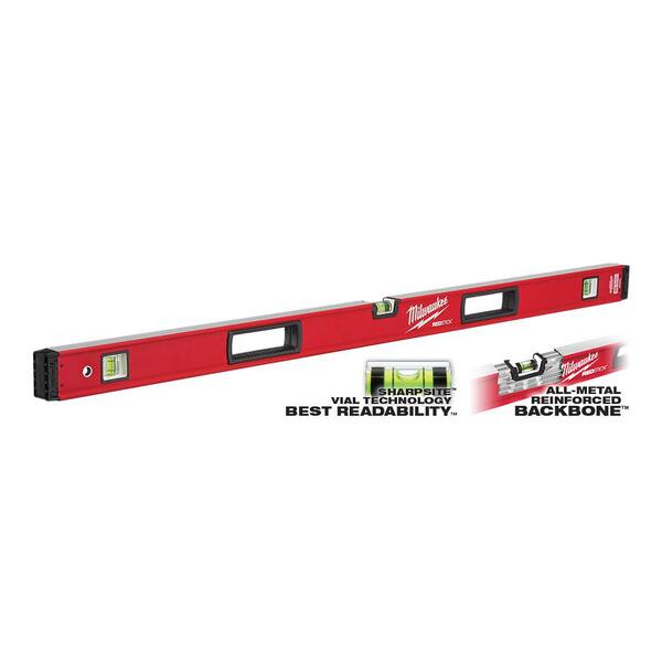 Milwaukee 24 in. and 48 in. REDSTICK Box Level Set with 10 in. 360° Locking Die Cast Torpedo Level (3-Piece)