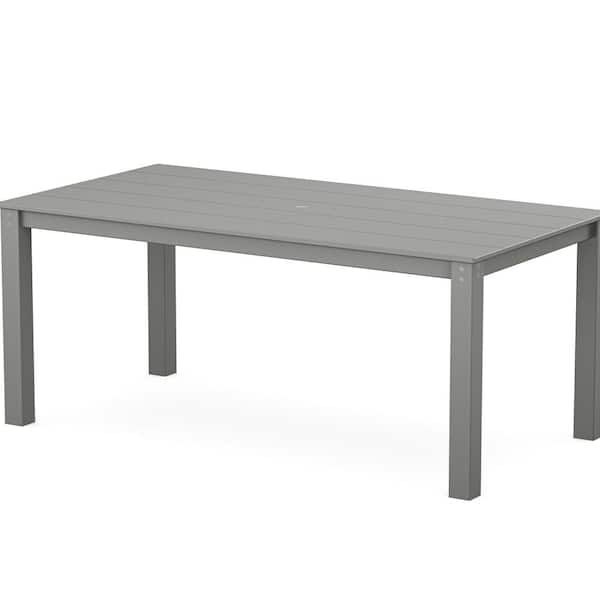 POLYWOOD Parsons Slate Grey HDPE Plastic Rectangle 38 in. X 72 in. Dining Table