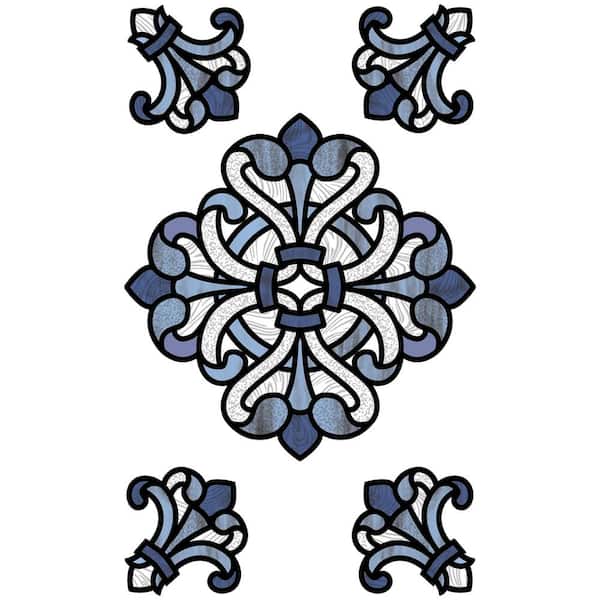 InHome Blue Medici Stained Glass Decal (Set of 2)