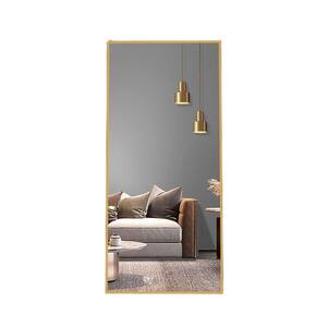24 in. W. x 65 in. H Rectangular Aluminum Framed Full Length Wall Mount Bathroom Vanity Mirror in Gold