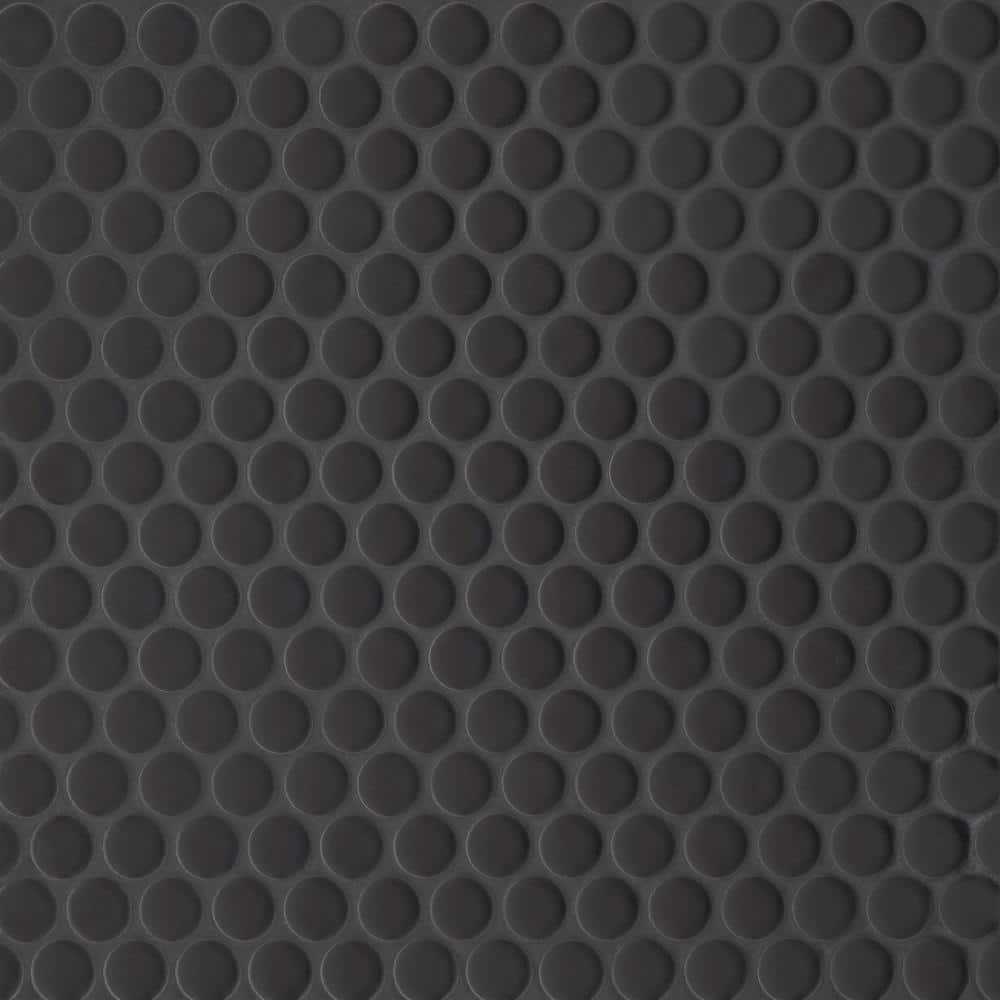 Black Matte Porcelain Circle Mosaic Wall Tile