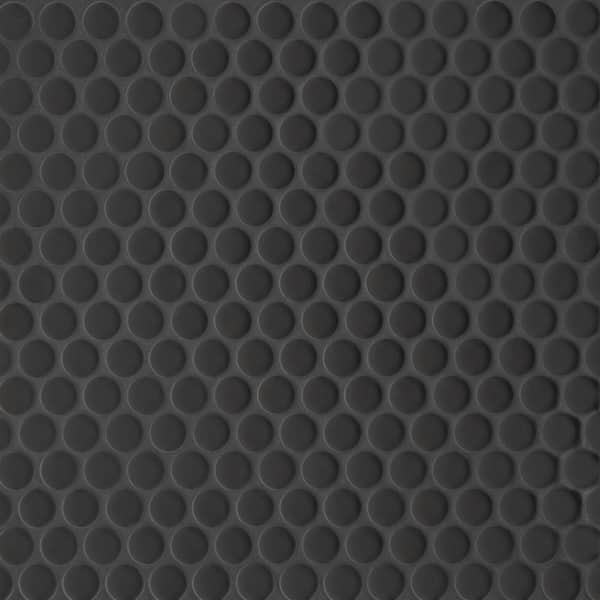 Le Cafe Black 1 in. x 1 in. Circle Matte Porcelain Mosaic Tile (9.86 sq. ft./Case)