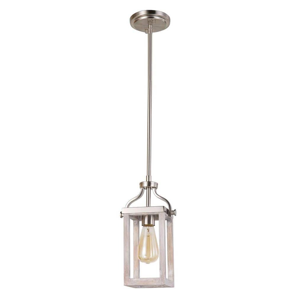 Montrose Acacia Wood & Brushed Nickel 5" Mini Pendant Light