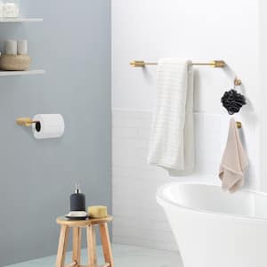 5-Piece Bath Hardware Set Accessory Included Towel Rack and Toilet Paper Holder and Towel Hook in Brushed Gold