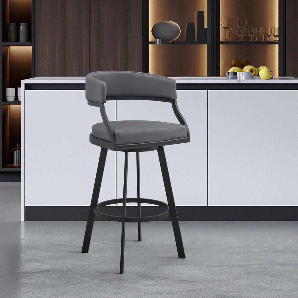 Armen Living Dione 38-42 in. Grey/Black Metal 26 in. Bar Stool  