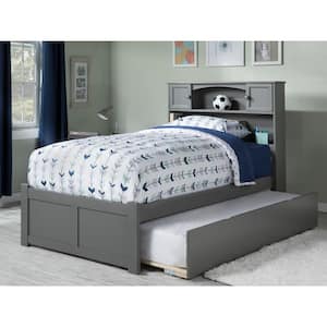Newport Grey Full Platform Bed with Flat Panel Foot Board and Full Urban Trundle Bed