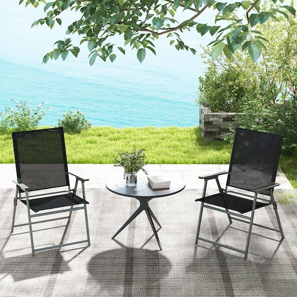 Gymax 2-Pieces Patio Portable Metal Folding Chairs Dining Chair