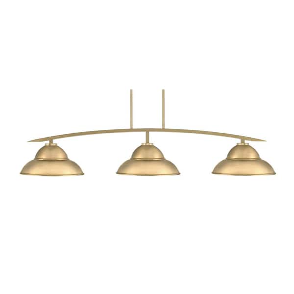 Unbranded Siena 3-Light New Age Brass Billiard Light with 13 in. New Age Brass Metal Shades No Bulbs Included