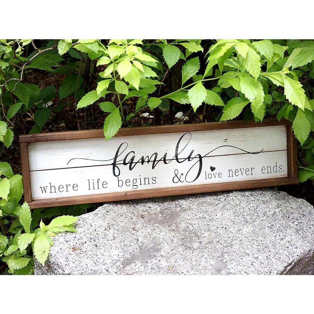 White and Brown Rustic Wood Family Wall Plaque