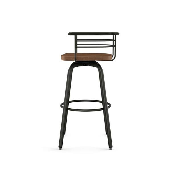 Amisco Brisk 26 in. Brown Wood Gun Metal Swivel Counter Stool