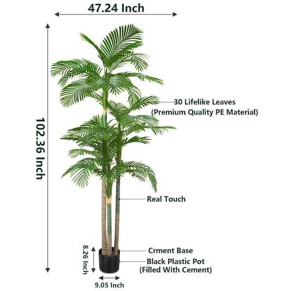 8.5 ft. Artificial Paradise Palm Tree in Pot Indoor/Outdoor, Faux Palm Tree for Home Office Living Room Garden Decor