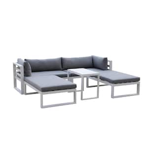 Lavin Deluxe 5-Piece Aluminum Outdoor Sectional Set with Cushions