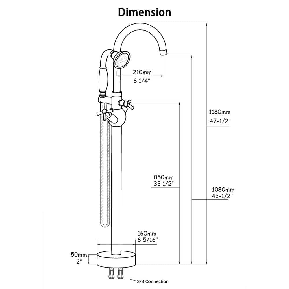Brushed Nickel Freestanding Tub Filler with Handheld Shower