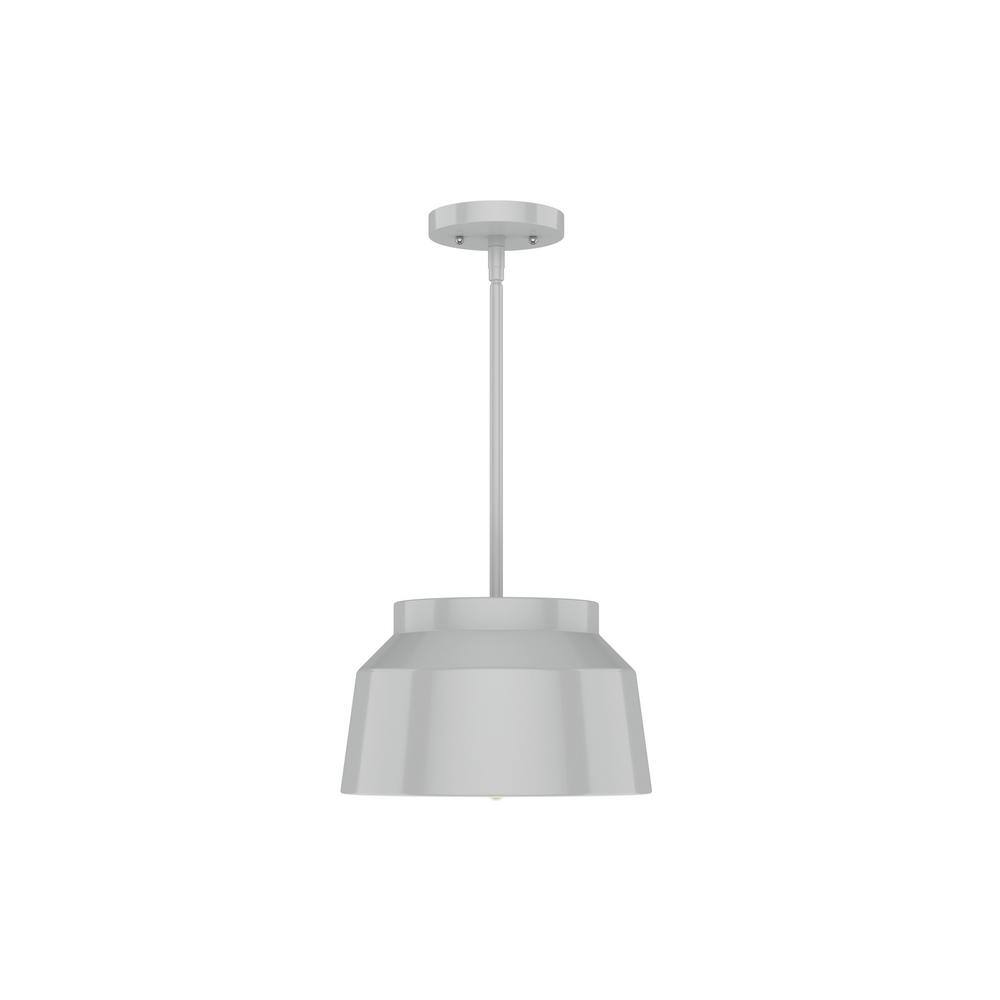 Mid-Century Modern Dove Grey Aluminum Pendant Light with Glass Shading