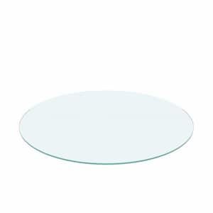 24 in. Round 1/4 in. Thick Tempered Glass Table Top with Flat Polished Edge, Clear