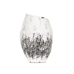 Distressed White and Black Large Vase