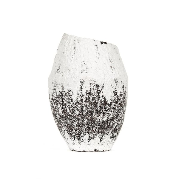 Zentique Distressed White and Black Large Vase