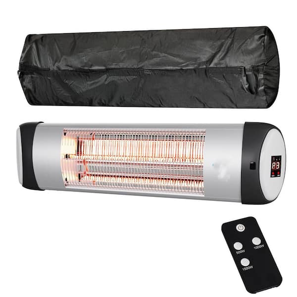 1500W Outdoor Electric Patio Heater w Carbon Fiber Tube, Wall-Mounted, Waterproof, 24H Timer, for Backyard Gazebo Garage