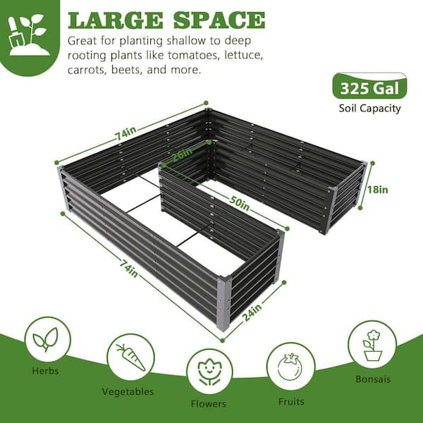 6 x 6 x 1.5 ft.Metal U-Shaped Galvanized Raised Garden Beds