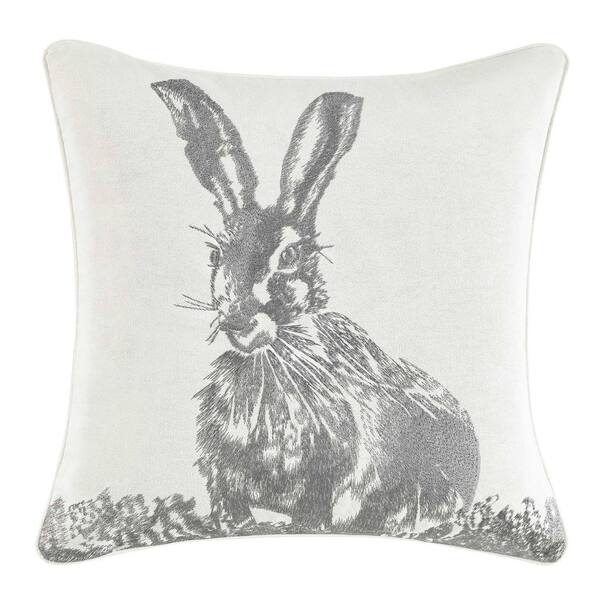 Laura Ashley 18 in. x 18 in. Bunny Cotton Throw Pillow