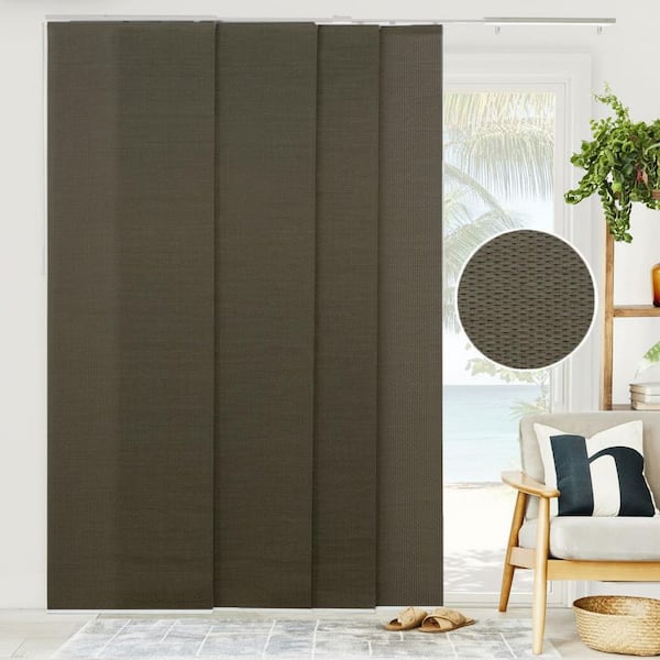 Chicology Woven Cut-to-Size Oolong Light Filtering Adjustable Sliding Panel Track Blind w/ 23 in Slats Up to 86 in. W X 96 in. L
