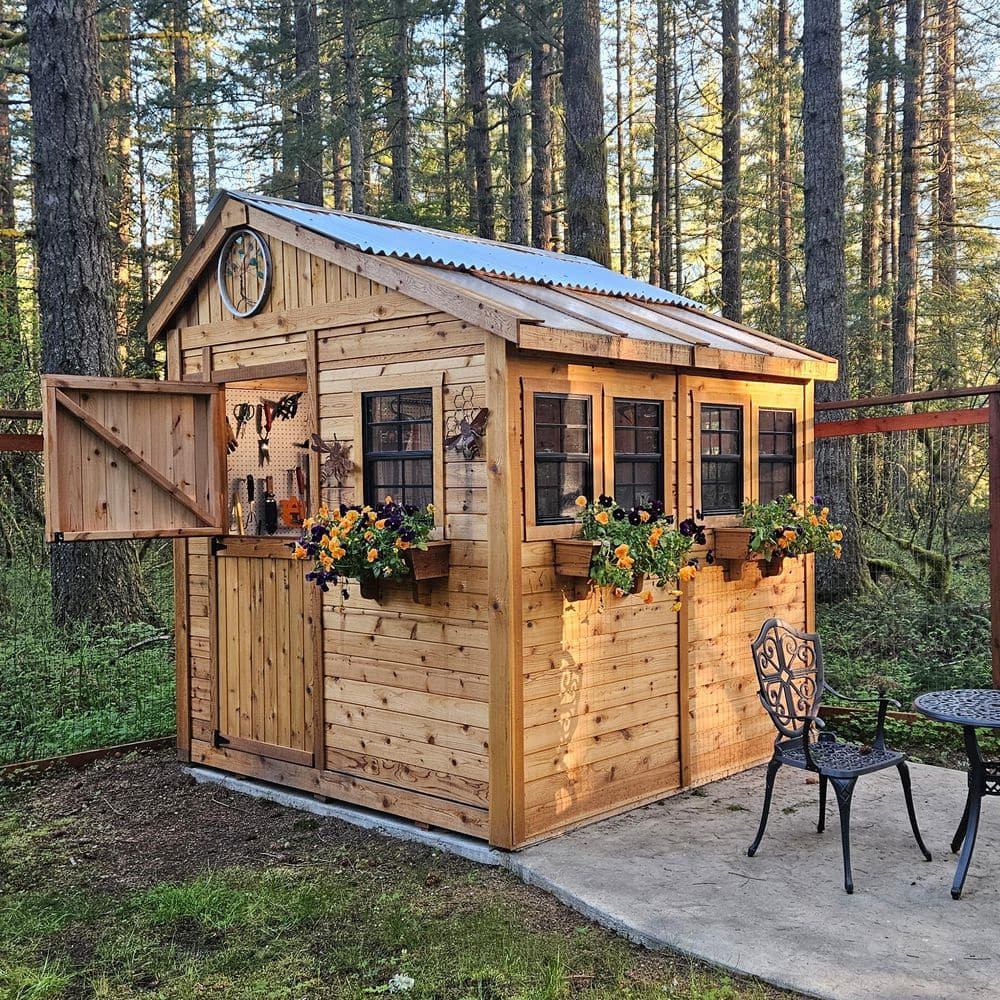 Sunshed 8 ft. W x 8 ft. D Cedar Wood Garden Shed with Metal Roof (64 sq. ft.) price history on PriceWatchPro