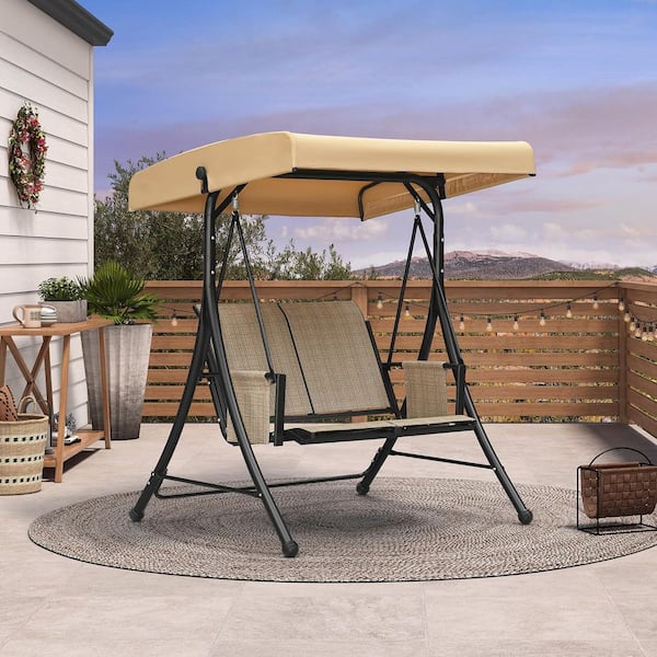 PURPLE LEAF 2-Person Deluxe Outdoor Patio Porch Swing with Weather