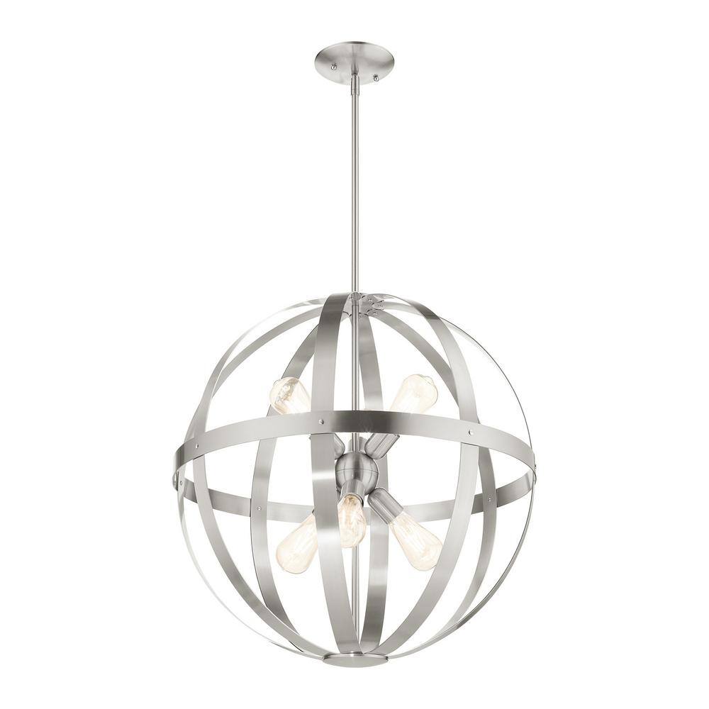 Brushed Nickel Sputnik 6-Light Pendant Chandelier