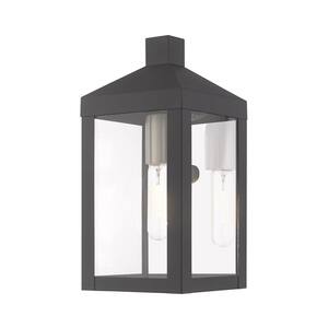 Creekview 10.5 in. 1-Light Scandinavian Gray Outdoor Hardwired Wall Lantern Sconce with No Bulbs Included