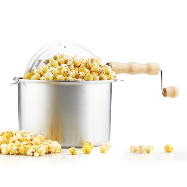 Cook N Home Stovetop Popcorn Popper with Crank, 6-Quart Aluminum