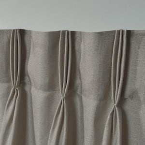 Loha Beige Solid Light Filtering Triple Pinch Pleat / Hidden Tab Curtain, 27 in. W x 96 in. L (Set of 2)