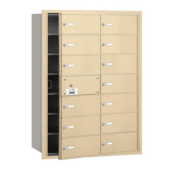 Salsbury Industries Sandstone USPS Access Front Loading 4B Plus Horizontal Mailbox with 14B Doors (13 Usable)