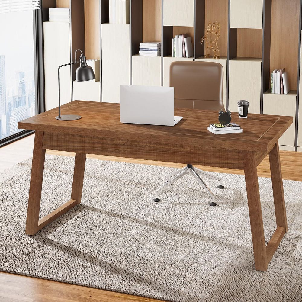BYBLIGHT Capen 55 in. Rectangle Brown Engineered Wood 1-Drawer