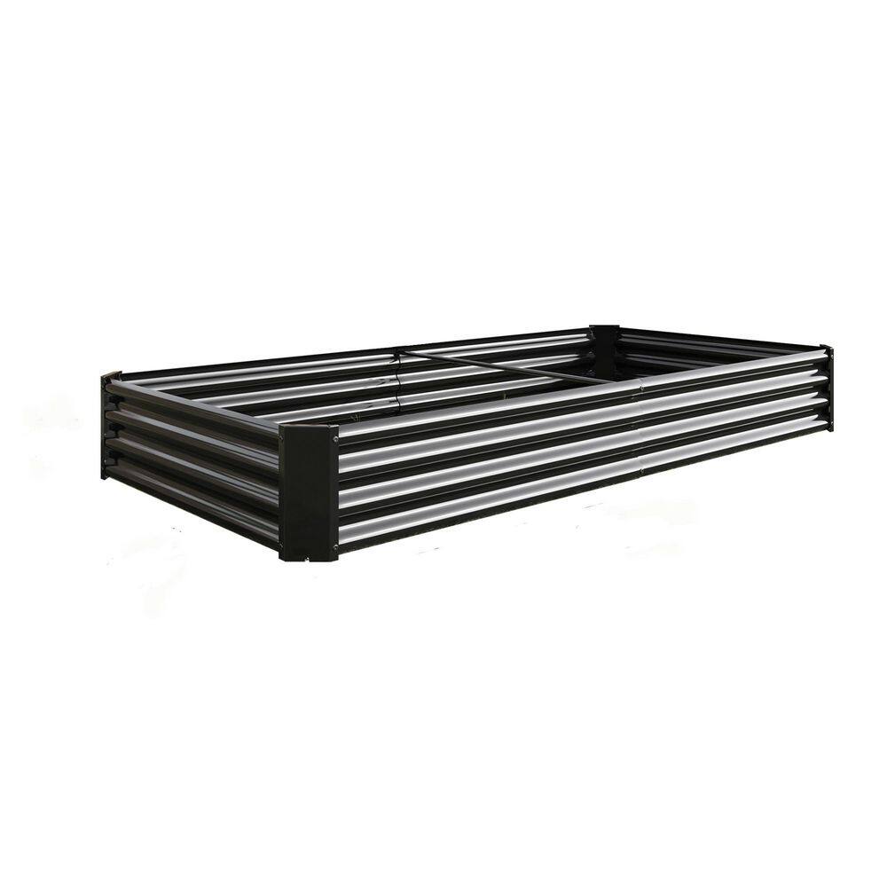 91 in. x 44 in. x 12 in. Rectangle Black Metal Raised Garden Bed Kit, Garde