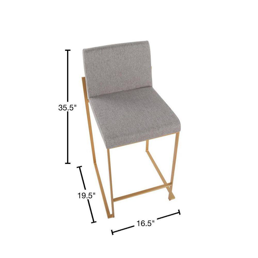 Adjustable Gold Steel and Grey Fabric Backless Stool