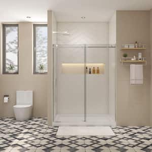 Moray 60 in. W x 74 in. H Sliding Frameless Shower Door in Polished Chrome Finish with Clear Glass