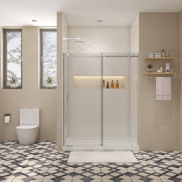 Xspracer Moray 60 In. W X 74 In. H Sliding Frameless Shower Door In ...