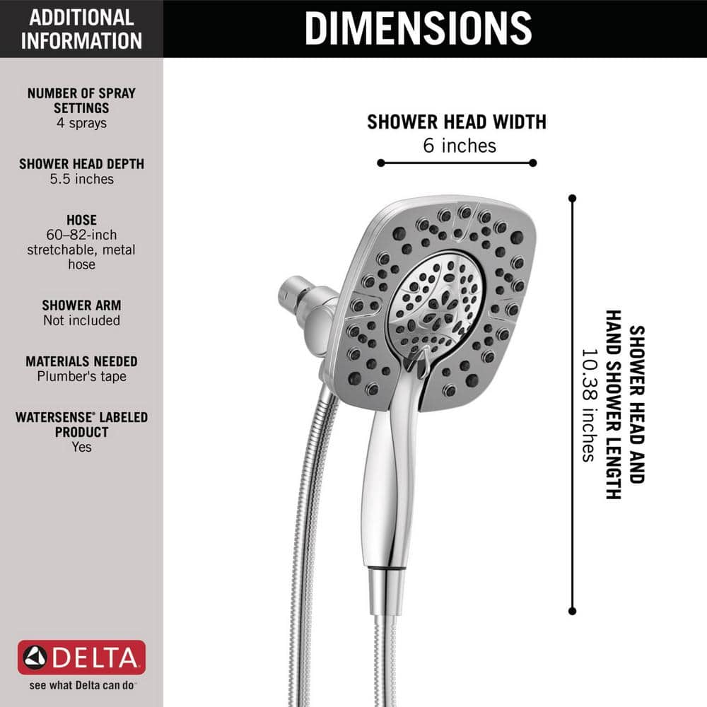 Chrome Dual Shower Head with Handheld Spray and Pulse