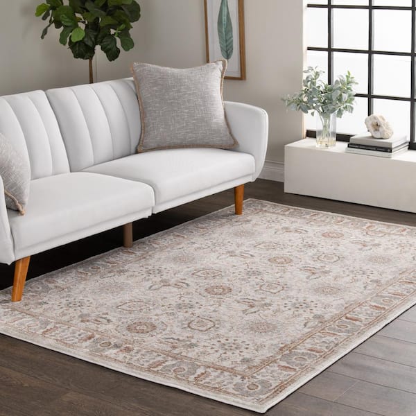 Reynell Beige 5 ft. x 7 ft. Floral Area Rug